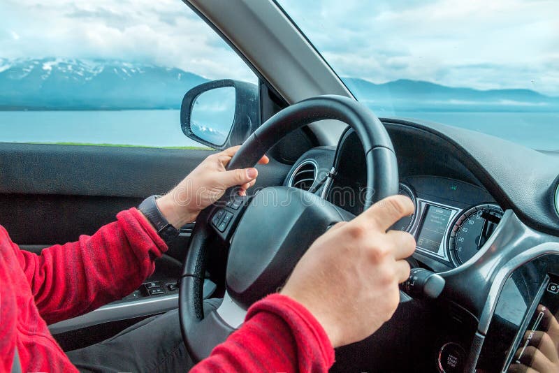 Male Hands on Steering Wheel, Closeup Stock Photo Image of auto