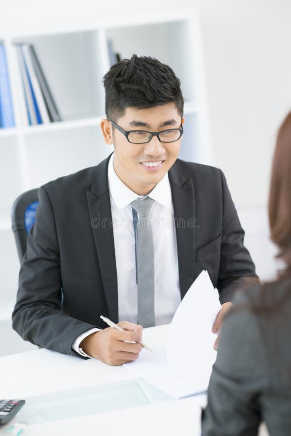 Male interviewer royalty free stock image