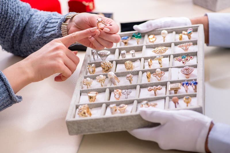 Male Jeweler and Female Client at Store Stock Image Image of buyer