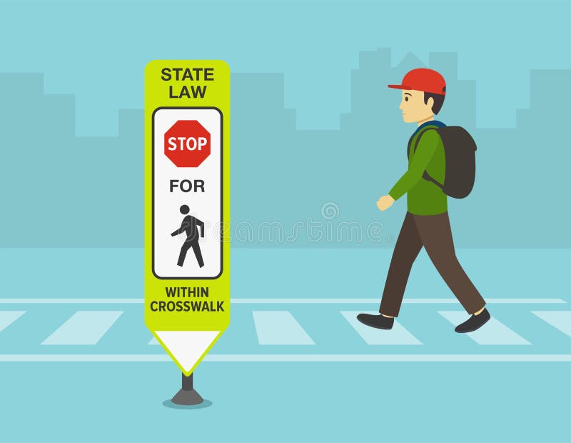 Traffic Regulation Rules Isolated United States Pedestrian Crossing Sign  Front Stock Vector by ©flatvectors 672593004
