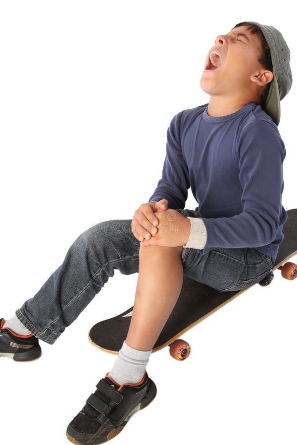 Male kid with a skateboard