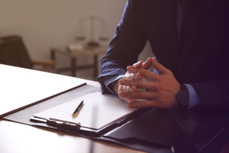Male Lawyer at Table in Office Stock Photo Image of government