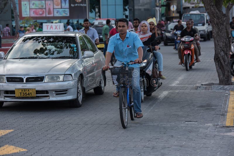 MALE, MALDIVES - FEBRUARY, 13 2016 - Heavy Traffic in the Street before  Evening Pray Time Editorial Stock Photo - Image of business, republic:  66724013