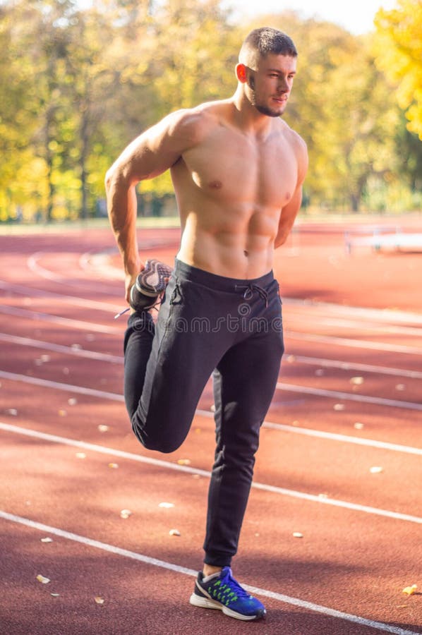 Male Model with Muscular Fit and Slim Body at the City Stadium. Stock Image  - Image of benchmark, body: 165216041