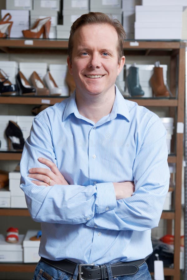 Male Owner Of Shoe Store stock photos
