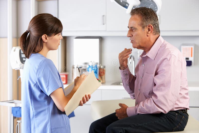 Male Patient Visiting Doctor S Office Stock Image Image of aged