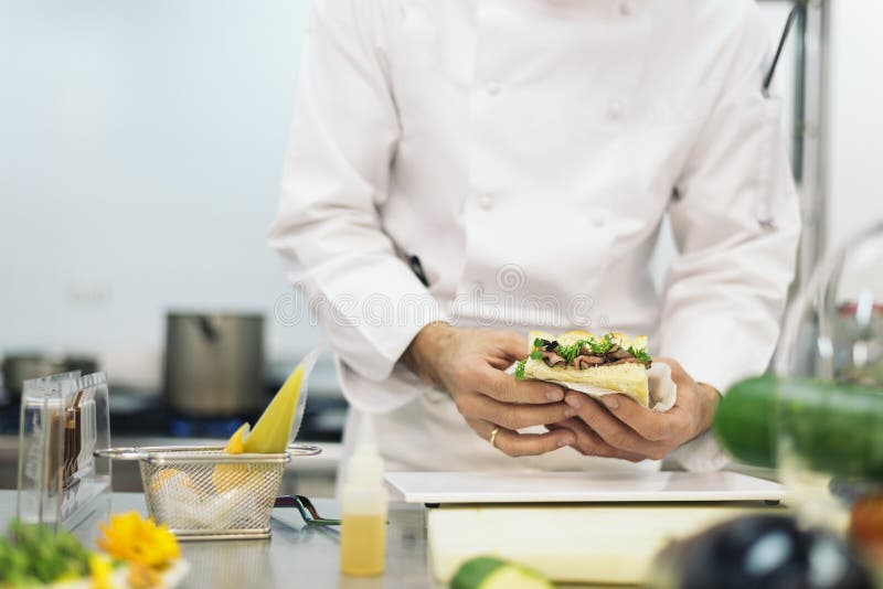 Male Professional Chef Cooking Stock Image Image Of Caucasian