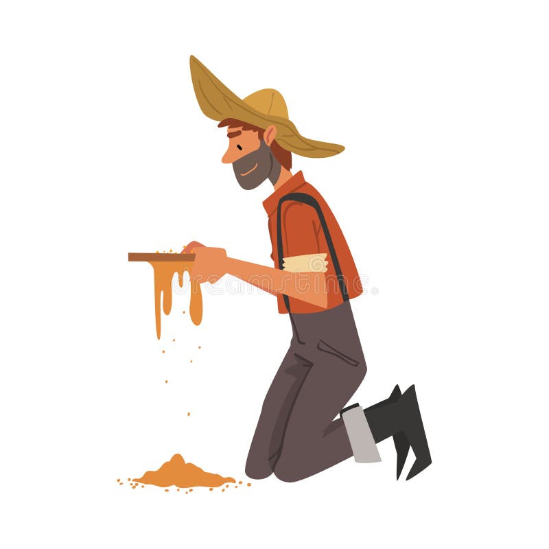 Gold panning. Prospector is looking for gold in the river during gold rush.  Generative AI 22229946 Stock Photo at Vecteezy