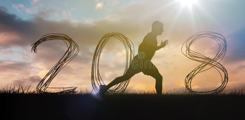 Composite image of male runner running