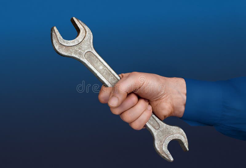 Human Hand Holding a Wrench Stock Photo Image of mechanical