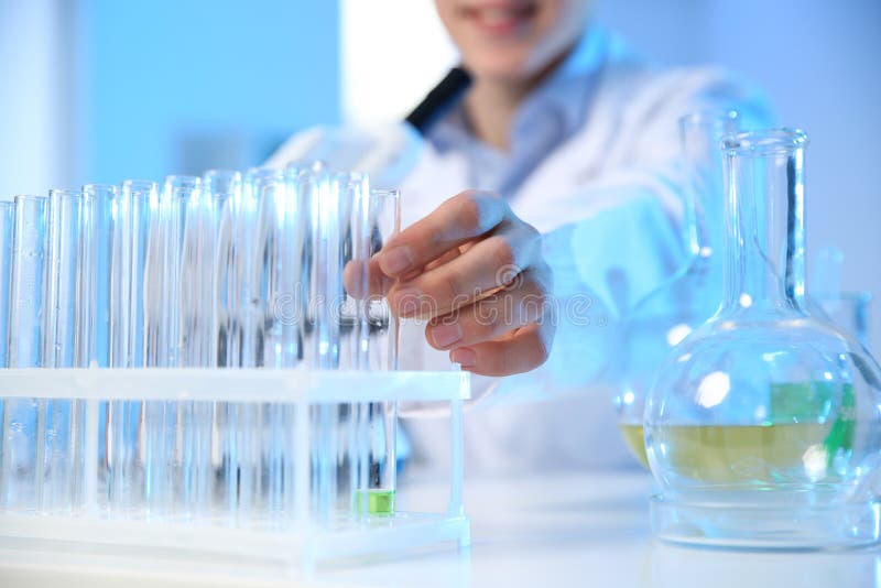 Male scientist working in chemistry laboratory stock photo