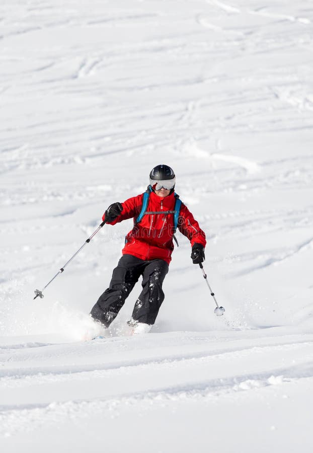 Man skiing alps stock image. Image of male, region, descent 28948805