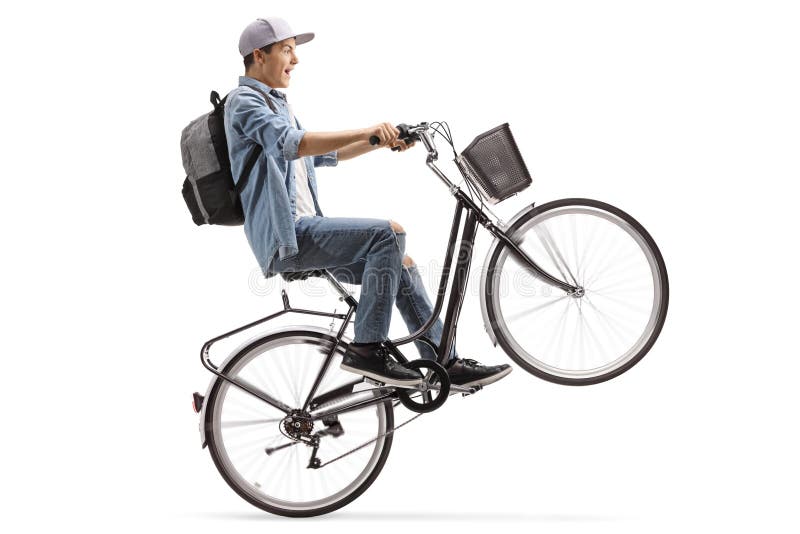 Male Student Riding a Bicycle on One Wheel Stock Image - Image of crazy ...