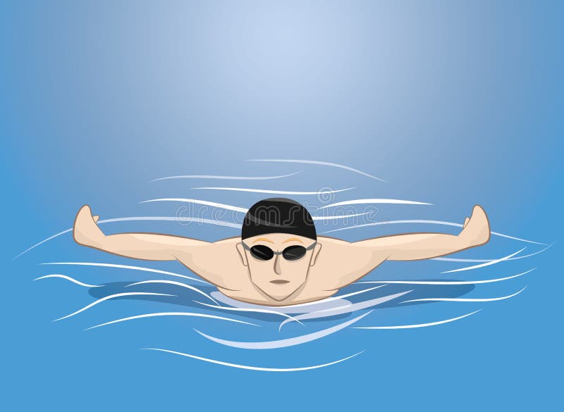 Male Swimmer in Starting Position, Ready Do Dive and Swim Stock Vector ...