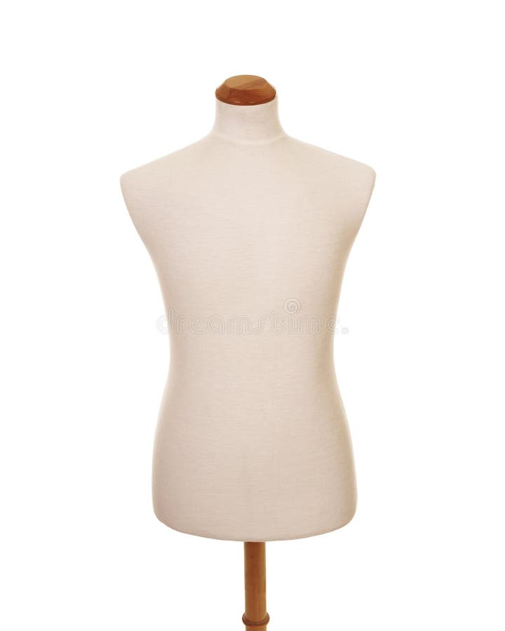 Front view of male torso mannequin on white background