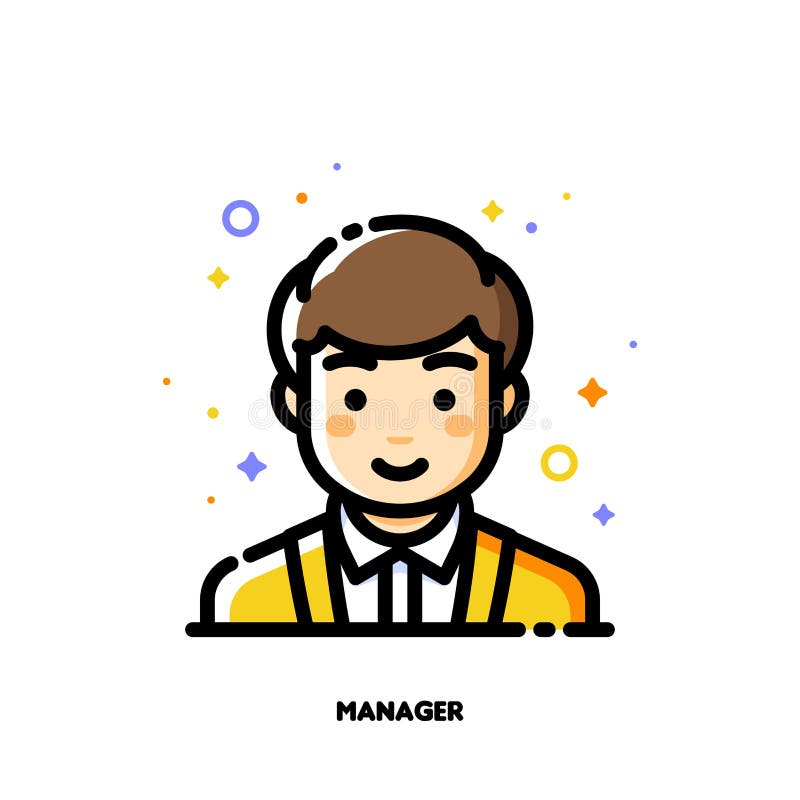 Male User Avatar of Manager. Icon of Cute Boy Face. Flat Filled ...