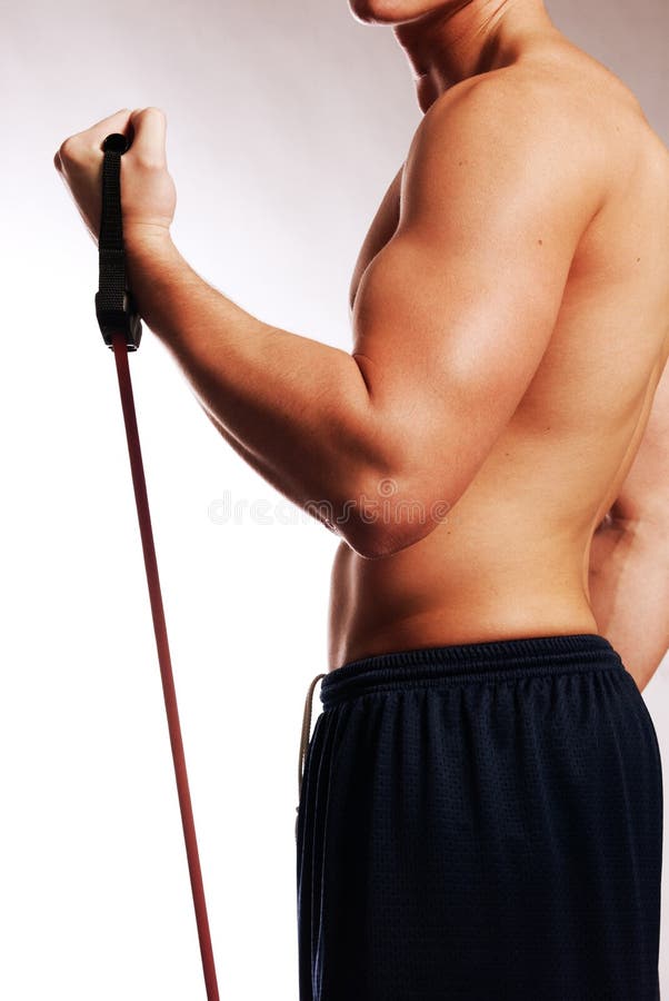 Male with workout straps side