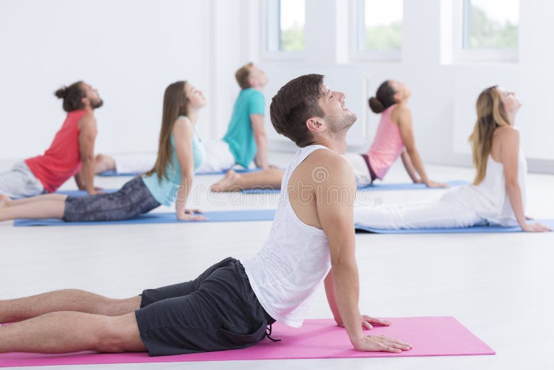 Male Yoga Instructor Teaching Class Stock Photo Image of handsome