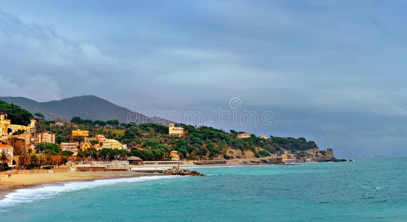 Picturesque bay celle ligure with colorfull buildings and blue sky. Picturesque bay celle ligure with colorfull buildings and blue sky