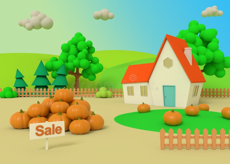 Malerische ländliche Landschaft mit Ernte in der Karikaturart Haus auf dem Gebiet von Kürbisen auf dem Hintergrund der Herbst pri vektor abbildung Malerische ländliche Landschaft mit Ernte in der Karikaturart Haus auf dem Gebiet von Kürbisen auf dem Hintergrund der Herbst pri vektor abbildung