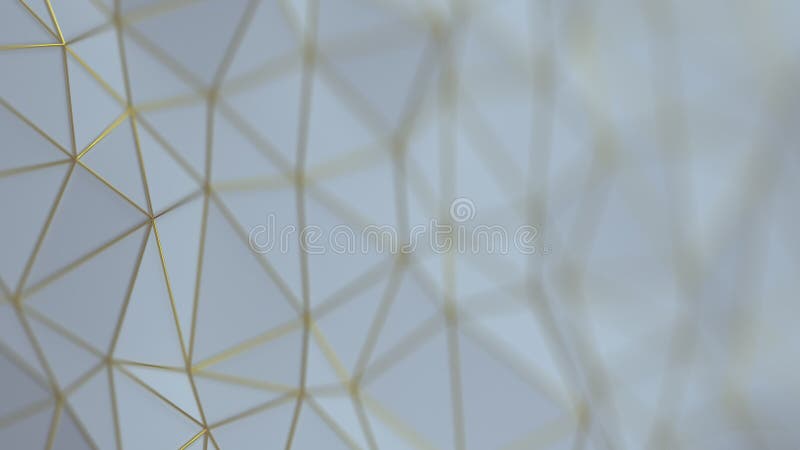 White low poly mesh with gold edges. Extremely shallow depth of field. 3D render. White low poly mesh with gold edges. Extremely shallow depth of field. 3D render