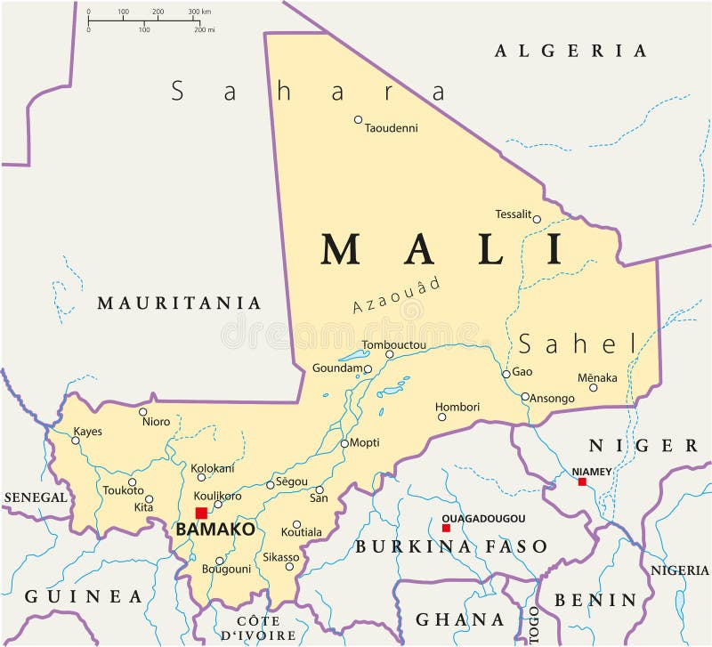Mali Political Map stock vector. Illustration of burkina - 32988135