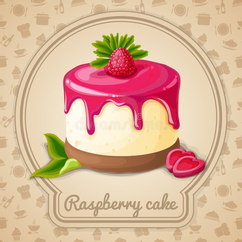 Malinka tortowy emblemat royalty ilustracja Malinka tortowy emblemat royalty ilustracja