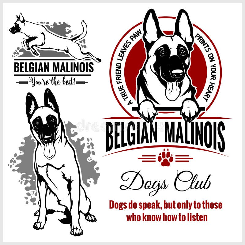 Malinois, Belgian Malinois, Belgian Shepherd Dog - vector set for t-shirt, logo and template badges