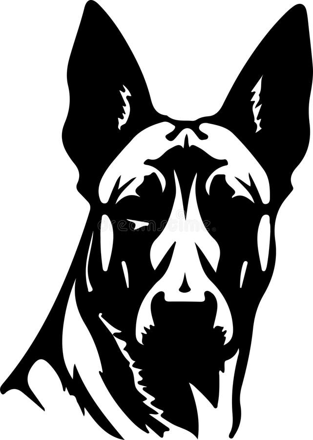 Black silhouette of Belgian Malinois with transparent background.Generative Ai. Black silhouette of Belgian Malinois with transparent background.Generative Ai