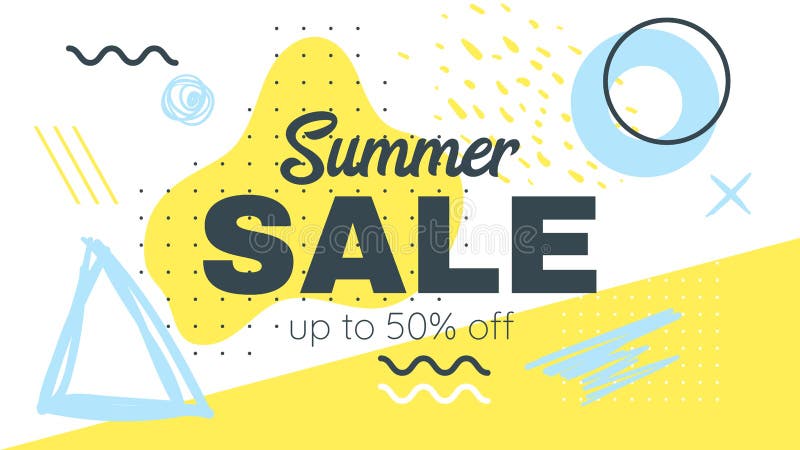 Mall för baner för Memphis stilsommar vektor illustrationer Mall för baner för Memphis stilsommar vektor illustrationer