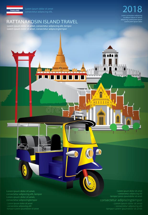 Mall för design för Thailand Bangkok loppaffisch stock illustrationer Mall för design för Thailand Bangkok loppaffisch stock illustrationer