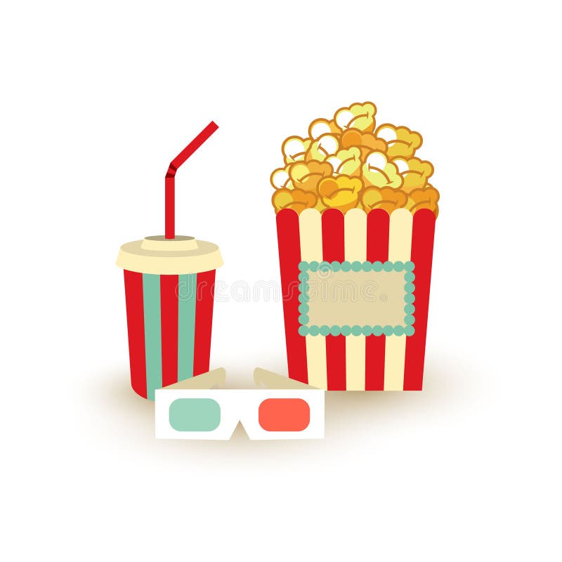 Mall för filmaffisch Popcorn sodavattentakeaway, stereoexponeringsglas för bio 3d Biodesignbeståndsdelar royaltyfri illustrationer Mall för filmaffisch Popcorn sodavattentakeaway, stereoexponeringsglas för bio 3d Biodesignbeståndsdelar royaltyfri illustrationer