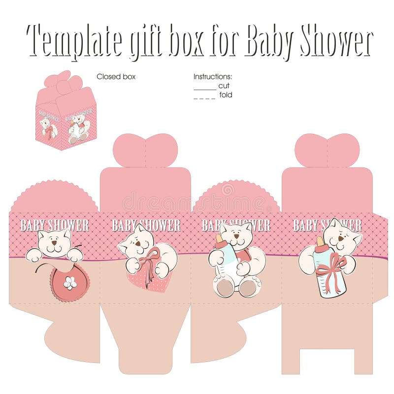 Template gift box for baby shower. Template gift box for baby shower