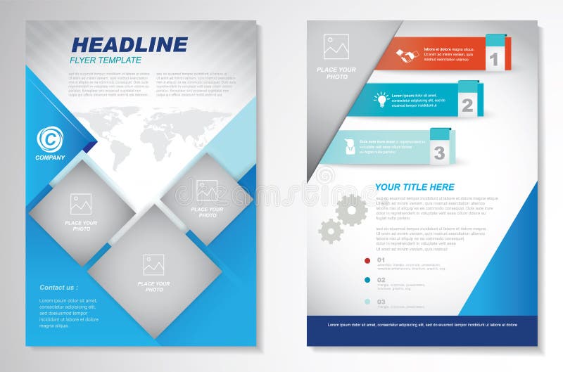 Mall för orientering för design för vektorbroschyrreklamblad Infographic stock illustrationer Mall för orientering för design för vektorbroschyrreklamblad Infographic stock illustrationer