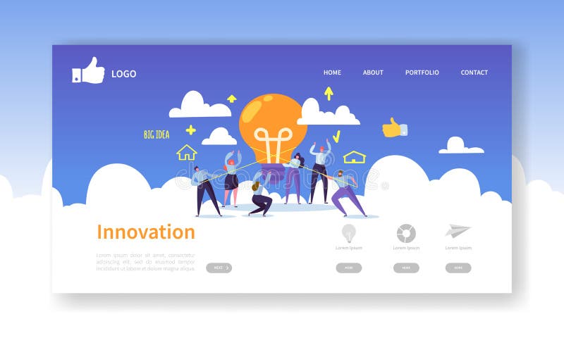 Mall för sida för Websiteutvecklingslandning Mobil applikationorientering med plant affärsfolk som rymmer ljusa kulor stock illustrationer Mall för sida för Websiteutvecklingslandning Mobil applikationorientering med plant affärsfolk som rymmer ljusa kulor stock illustrationer
