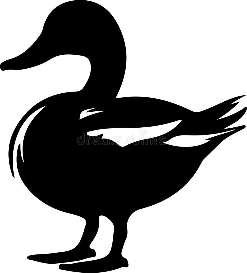 Mallard duck Black Silhouette Generative Ai royalty free illustration