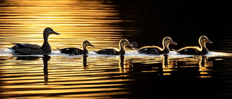 Mallard Duck&Ducklings Im Fünfspänner über den Gotthard vektor abbildung