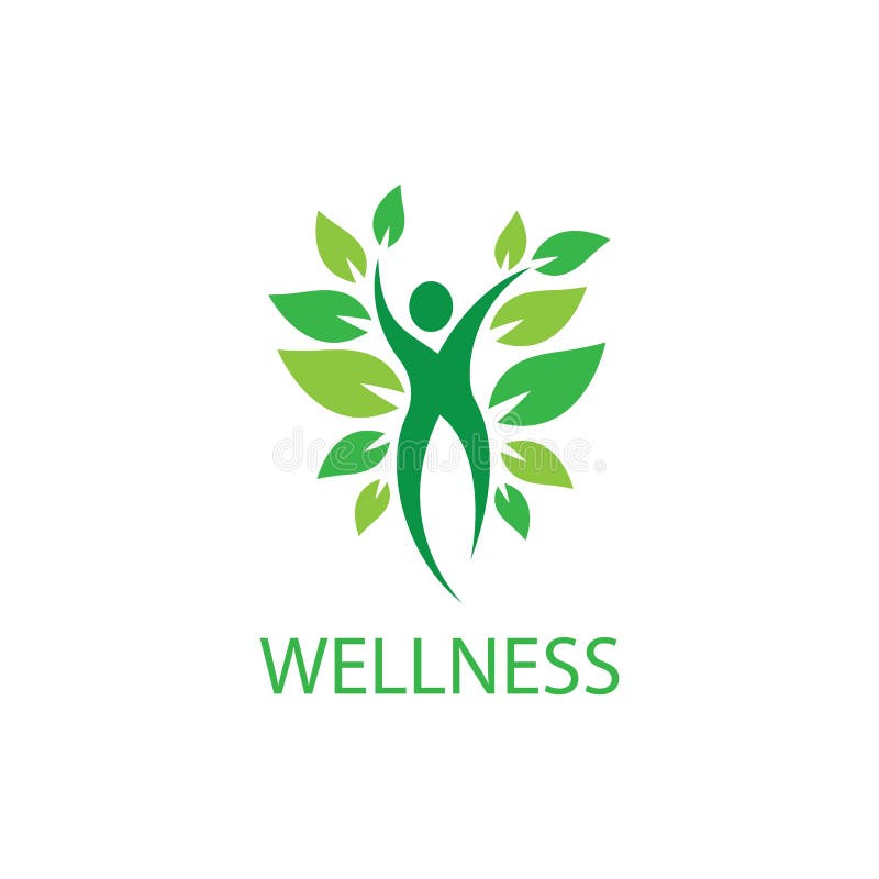Mallen Wellnes-logotyp stock illustrationer