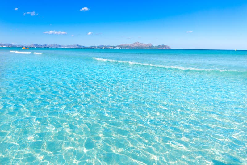 Mallorca Can Picafort Beach in Alcudia Bay Majorca Stock Image - Image ...