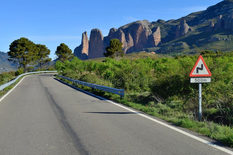 The Mallos de Riglos, set of conglomerate rock formations near H