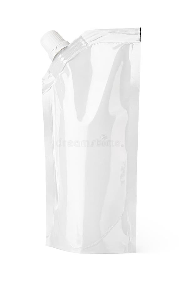 Malote vazio branco do bico com tampão ou bloco doy imagem de stock Malote vazio branco do bico com tampão ou bloco doy imagem de stock
