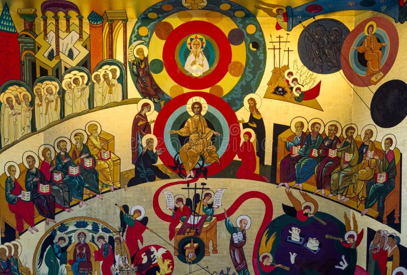 Malowidło ścienne w Domus Galilaeae, Izrael obrazy stock Malowidło ścienne w Domus Galilaeae, Izrael obrazy stock