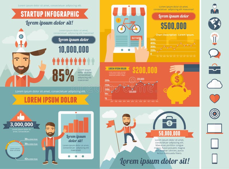 Malplaatje het start van Infographic vector illustratie Malplaatje het start van Infographic vector illustratie