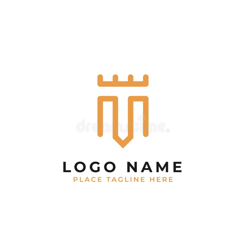 Malplaatje van het brievenm het aanvankelijke embleem elegant symbool met het koninklijke vectorontwerp van het kasteelconcept royalty-vrije illustratie Malplaatje van het brievenm het aanvankelijke embleem elegant symbool met het koninklijke vectorontwerp van het kasteelconcept royalty-vrije illustratie