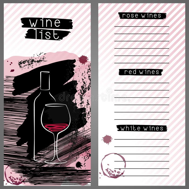Malplaatje voor wijnlijst, de kaart van het barmenu of wijn het proeven stock illustratie Malplaatje voor wijnlijst, de kaart van het barmenu of wijn het proeven stock illustratie