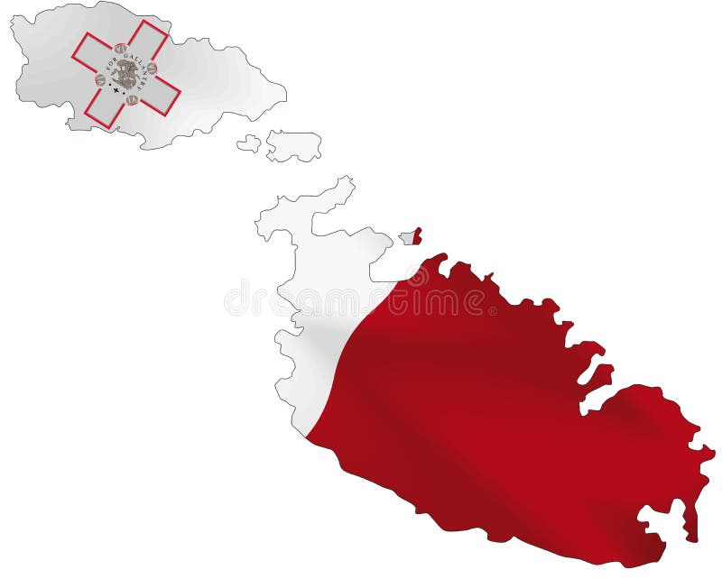 Flag of Malta on map. Vector illustration. Flag malta vector vectors