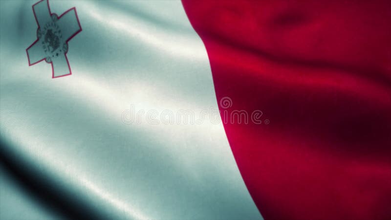 Malta fahnenschwenkend im Wind Nationalflagge Malta Anzeichen einer nahtlosen Schleifenanimation Maltas 4K