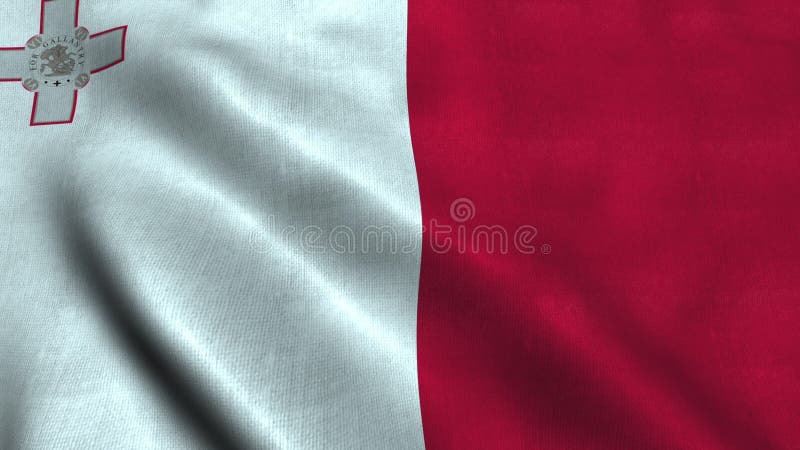 Malta fahnenschwenkend im Wind Staatsflagge-Republik Malta