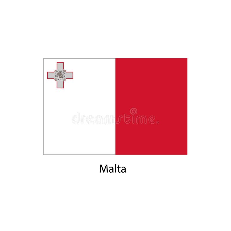 Malta Flag Vector. Original and Simple Malta Flag Isolated Vector in Official Colors Stock