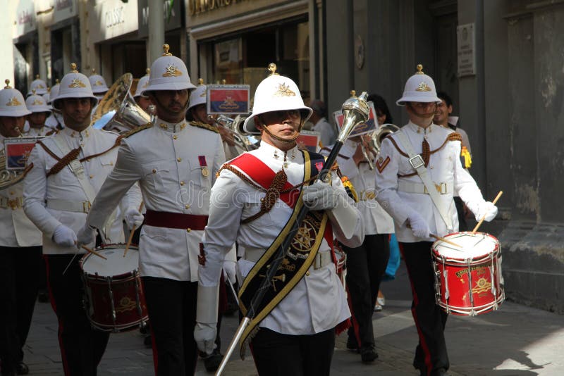 Maltańska Militarna Orkiestra Marsszowa fotografia stock Maltańska Militarna Orkiestra Marsszowa fotografia stock